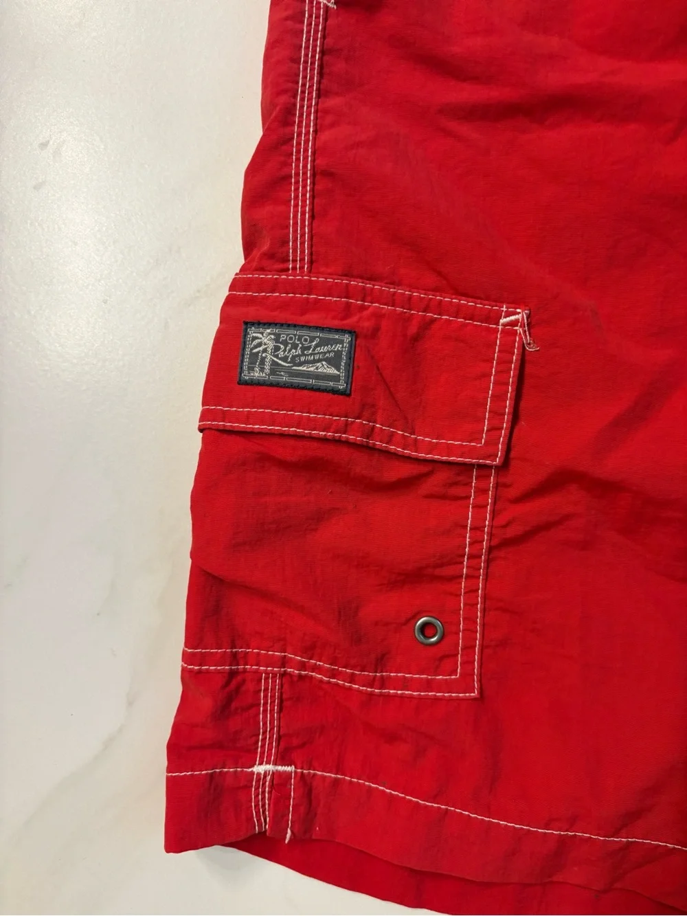 Ralph Lauren Red Men's Swim Trunks with Cargo Pocket